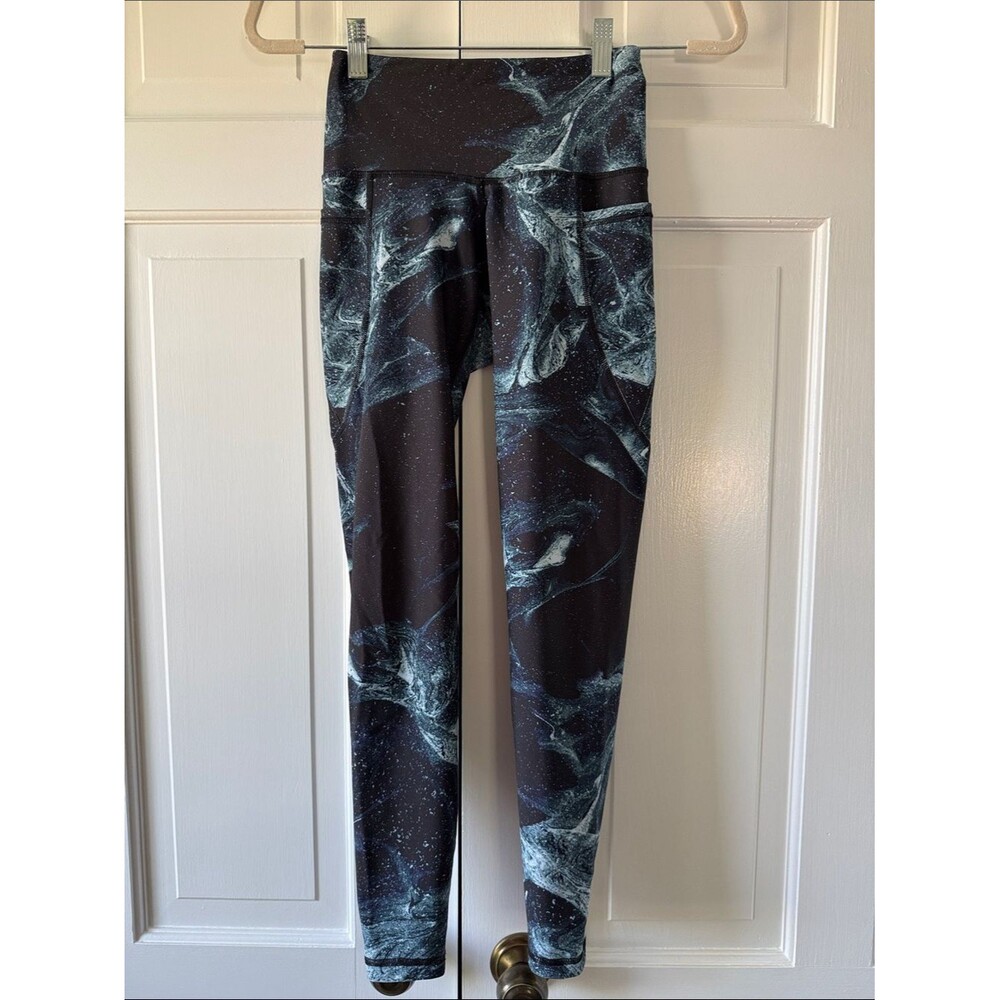 Old Navy Black Teal Celestial Space Print Elevate Leggings XS